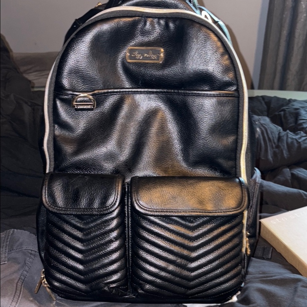Full size black itzy ritzy diaper back bag with changing pad + stroller straps